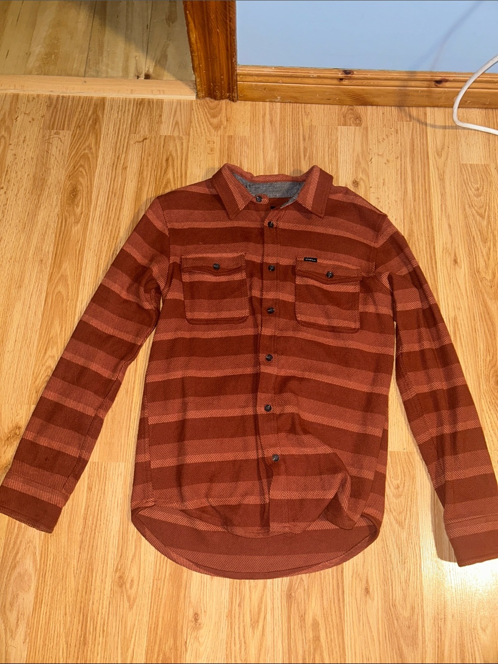 O'Neill Rust and Dark Brown Striped Men's Shirt